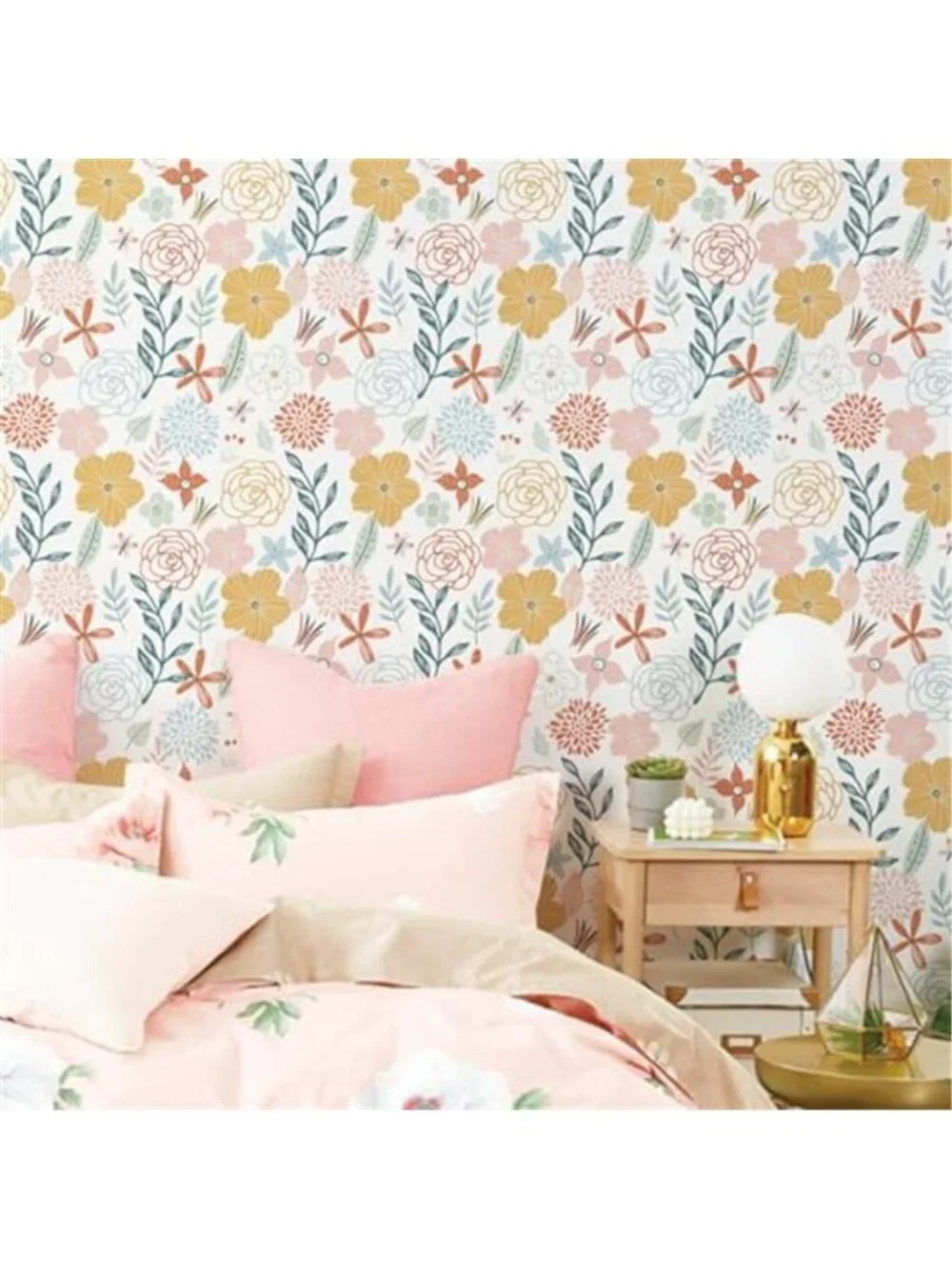 Peel Stick Floral Wallpaper Removable Vinyl Contact Paper Waterproof Wall Decor
